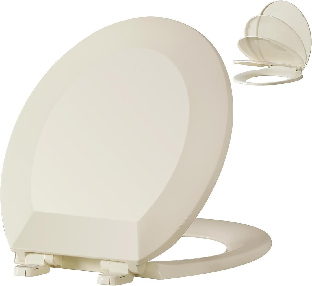 Angol Shiold PP Slow Close Toilet Seat (Round, Almond)