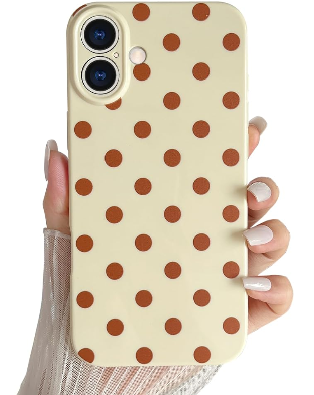 Skyseaco Compatible with iPhone 15 Pro Max Case Cute Polka Dot Phone Case Soft Slim TPU Shockproof Phone Cover Full Camera Protection for Women Girls 