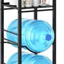 2-In-1 5 Gallon Water Jug Holder, 5 Tier Water Jug Stand Holder with 1 Dispenser Valves, 5 Gal Water Bottle Storage Rack Organizer for Kitchen, Office, Garage