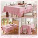 Mindsoft Pink Striped Ruffled Tablecloth 60 x 120 Inches Cotton Linen Rectangle Striped Table Cloth Classic Farmhouse Vintage Table Cover Decorative Pattern for Holiday Party
