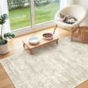 3x4 Washable Area Rug for Entryway, Soft Kitchen Rugs Non Slip for Dining Room, Vintage Abstract Living Room Rug, Thin Area Rugs Indoor for Bedroom, Kids Room Decor(3'x4', Beige/Ivory)