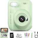 Kids Instant Print Camera, 3.0-inch HD Screen 32MP Photo Instant Digital Camera Christmas Birthday Gifts Toys for Children Girls Boys Age 3-12 - Green