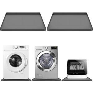 STARTWO 2 Pack Washing Machine Drip Pan Washer Drain Pan,27"L x 27"W Waterproof Non-Slip Shockproof Soft Silicone Mat with 2cm Raised Edge for Washing Machine Dryer & Floor Protection