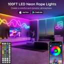 100Ft Neon Rope Lights,Flexible Led Rope Lights Control with App/Remote,Multiple Modes Rope Lights,IP65 Outdoor RGB Led Neon Lights Waterproof,Music Sync Gaming Led Neon Light Strip for Bedroom Decor