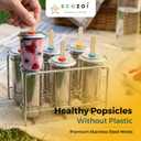 Ecozoi Stainless Steel Popsicle Molds, 6 Metal Ice Popsicle Makers, 30 Reusable Bamboo Sticks, 12 Silicone Seals and 1 Rack, Eco Popsicle Molds for Kids and Adults, 3 oz Per Mold (Round)
