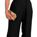 CHICME Women's Sexy Halter Jumpsuits Sleeveless Casual Ruched Rompers Wide Leg Jumpsuit (Black) XL