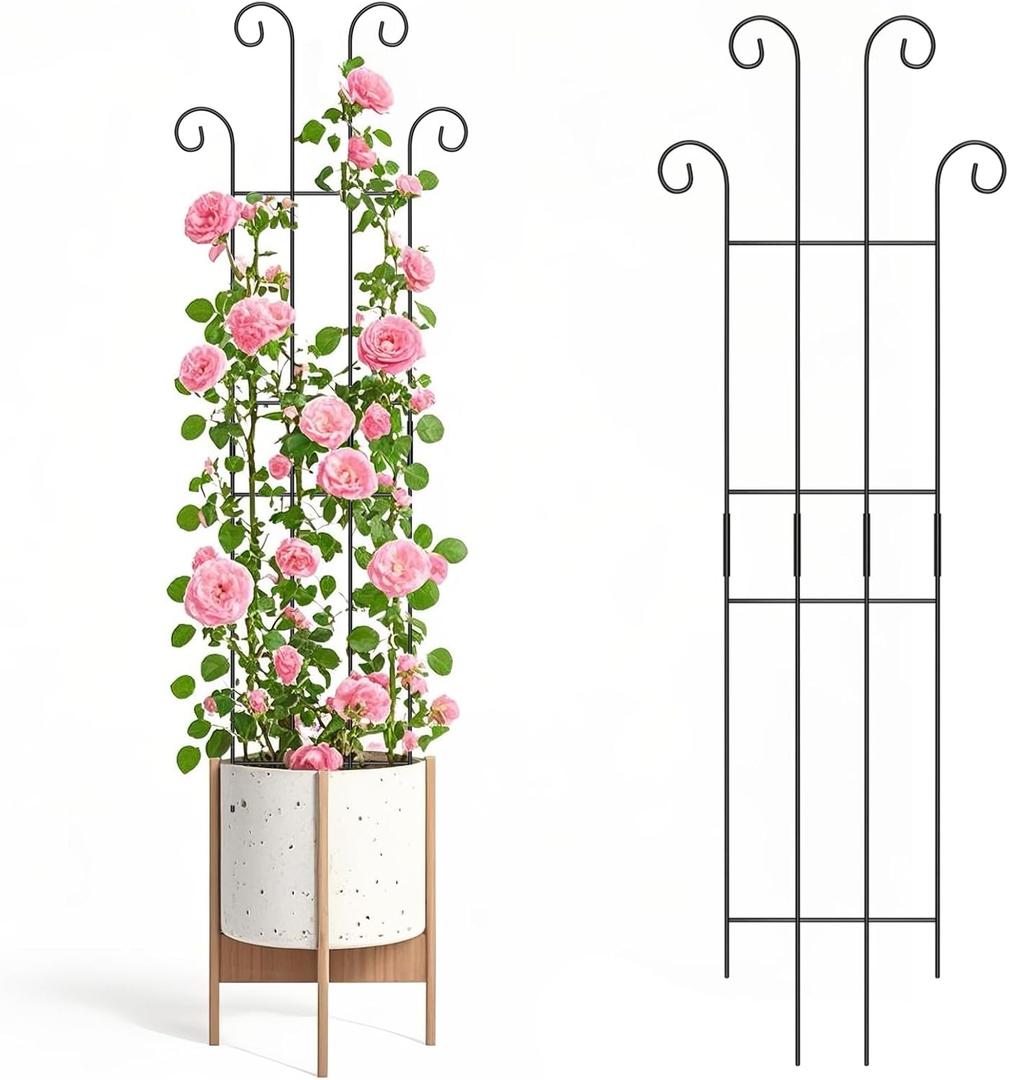 2 Set 32'' Taller Plant Trellis for Climbing Plants Indoors & Outdoor, Garden Metal Trellis Plant Support for Potted Plants, Houseplants, Flowers Vine, Ivy, Pothos, Monstera