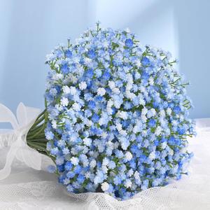 Elyum Babys Breath Artificial Flowers, 25 Pcs Long Stem Baby Breath Flowers Artificial Bulk, Real Touch Blue Fake Babys Breath Gypsophila for Wedding Bouquet Floral Arrangement Home Decor