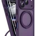Magnetic for iPhone 17 Pro Max Case 2 x Screen Protector Compatible with MagSafe Translucent Matte Military Grade 17FT Drop Shockproof Full Camera Protection 360 Spin Stand Phone Cover Purple