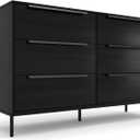 tinge Lira Premium 6-Drawer Fabric Dresser - Engineered Wood Frame, Reinforced Sag-Resistant Drawers, Elegant Metal Handles, Luxury Home Storage Solution (Black), 11.8"D x 46.2"W x 28.8"H