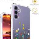 Compatible with Samsung Galaxy S24+ Plus & S25+ Plus Case Cute Clear for Women,Cool Transparent Silicone Phone Cases Cover - Green Flower Bouquet Wild