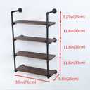 4 x Industrial Pipe Shelving Wall Mounted,30in Rustic Metal Floating Shelves,Steampunk Real Wood Book Shelves,Wall Shelf Unit Bookshelf Hanging Wall Shelves,Farmhouse Kitchen Bar Shelving(4 Tier)