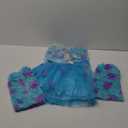 5 Pcs Halloween Blue Furry Monster Costume Accessories Set Purple Polka Dot Tutu Skirt Fur Leg Warmers Furry Gloves Monster Hats and Thigh-high Socks for Halloween Movie Character Cosplay Party