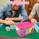 Empty Mahjong Tile Bag, 9.45x6.3x4.72in Pink Waterproof PVC Mahjong Mah Jong Tile Holder Rack Storage Pouch Travel Bags with Zipper Transparent for Game Lovers Accessories (Rose Red)
