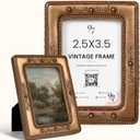 97 Decor Small Vintage Picture Frames 2.5 X 3.5 - Mini Ornate Wallet Size Frame, Bronze 2.5 X 3.5 Picture Frames For Tabletop Display And Wall Hanging, Tiny Photo Frame for Antique Home Decor