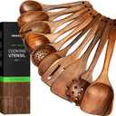 10 Piece Natural Teak Wooden Utensil Set, Wooden Spoons & Spatulas for Cooking, Non Toxic Kitchen Utensils Set, Easy to Clean, Durable, Ergonomic, Kitchen Essentials for New Home, Gifts for Women