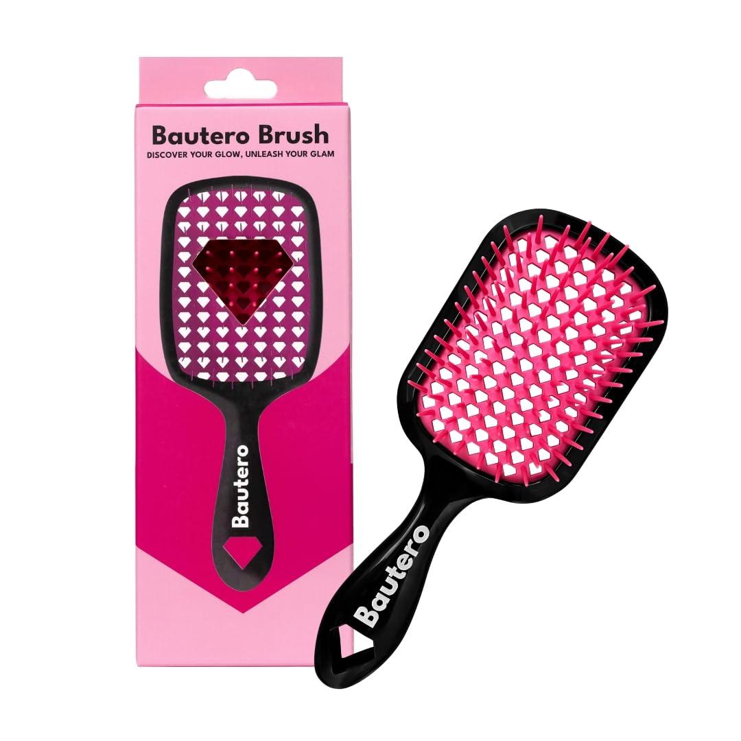 Bautero Detangler Brush for Curly Thick Hair – Pain-Free Detangling for 4C Coily Natural Hair – Reduces Breakage & Shedding – Wet or Dry Vented Brush for Women