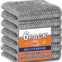 COBETE Non Scratch Wire Dishcloth,Double-Layer Wire Dishwashing Rags for Wet and Dry,Wire Miracle Cleaning Towels and Dish Cloths Multipurpose for Washing Dishes,Cookware, Sinks,Stove Tops,Pack of 6