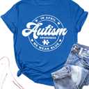 Autism Awareness Shirt for Women: in April We Wear Blue Shirts Mental Health Tee Inspirational Short Sleeve Tee Tops (Blue, XXL)