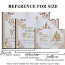 Aumeko 8x6ft Once Upon a Time Backdrop Pink Floral Gold Castle Princess Fairytale Birthday Party Decoration Girls First Birthday Party Photobooth Backdrop Supplies Cake Table Decorations