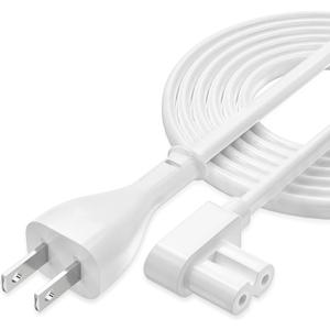 AGVEE 10ft TV Power Cord, 90 Degree Angled L-Shaped UL Listed 2-Prong AC Power Cable IEC C7 C8 Compatible with Samsung LG Sony Insignia Apple TV LCD LED, Vizio Roku JBL Partybox, White