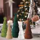 Bucherry 5 Pcs Neutral Christmas Velvet Trees Set 3 Sizes 11 Inch Modern Velvet Cones Trees Decoration Christmas Tabletop Centerpieces for DIY Xmas Holiday Decor(Brown, White, Green)