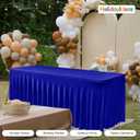 HolidayIdeas Royal Blue Spandex Table Skirts for Rectangle Tables 6ft, Fitted Stretch Table Cover 30x72 Inch, Wrinkle-Free Ruffle Design Tablecloths for Banquets,Trade Shows, Parties, Events, 2 Pack