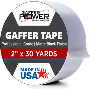White Gaffer Tape 2 Inch x 30 Yards, Pro Grade Made in USA, Residue-Free Removal, Matte Non Reflective Cloth Tape, Writable Surface for Cable Labeling, Floor Tape for Stage & Studio