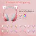Pink Gaming Headset GS510, Wired, Over Ear, Cat Ear Design with RGB Lighting, 7.1 Surround Sound, Retractable Mic, Compatible with PC, PS4, PS5