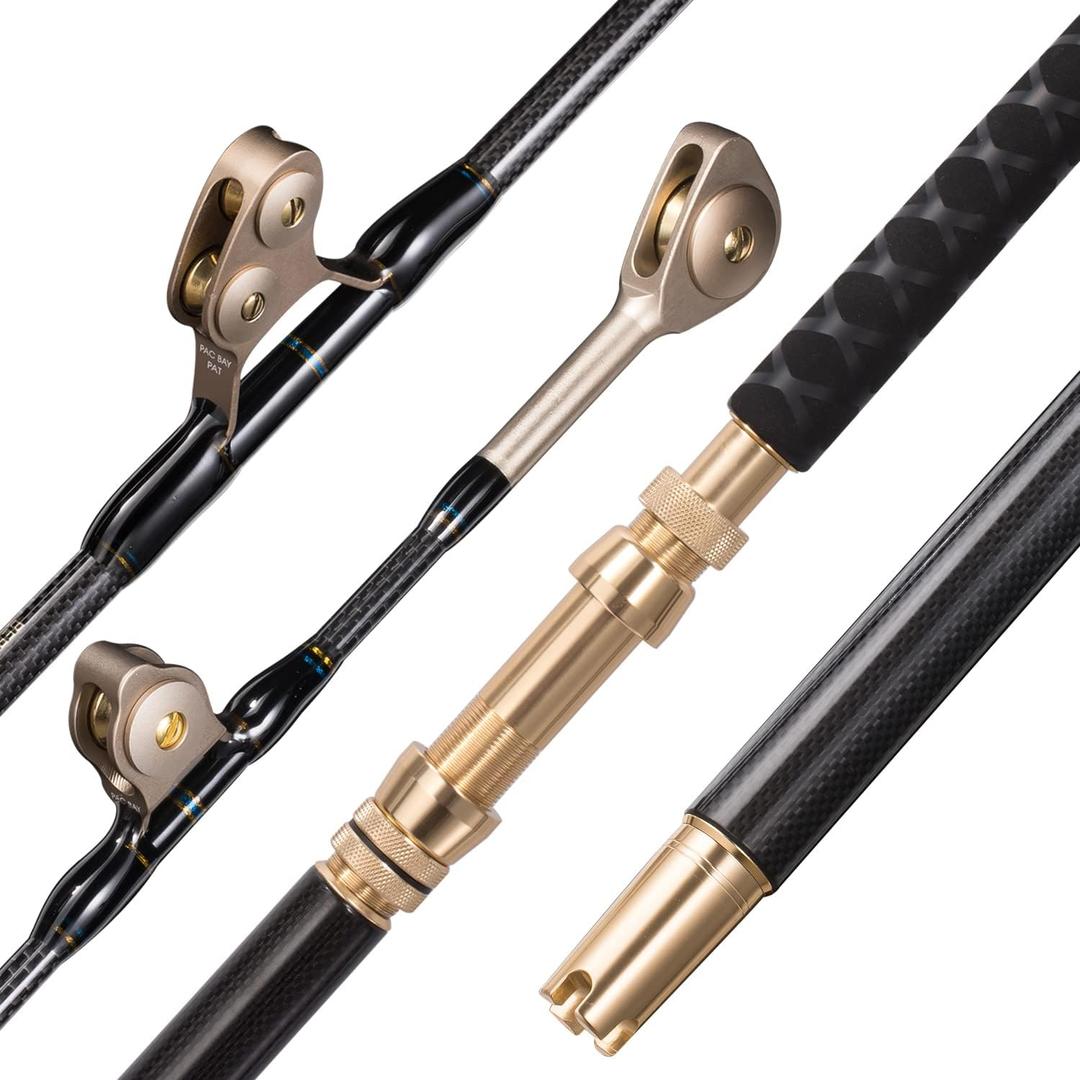 Bent/Straight Butt Trolling Rod Saltwater Offshore Fishing Rod Big Game Roller Rod Conventional Boat Fishing Rod, 6' - 80-150 lbs-2 pc-Roller Guide
