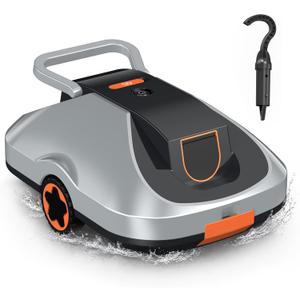 C1 Robotic Pool Cleaner, Cordless Pool Vacuum for Above Ground & Inground Pools, 200mins Runtime Automatic Pool Vacuum Robot for Leaves & Dirt, Powerful Suction up to 2500 sq.ft, Self Parking-Orange