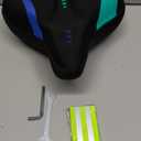 Oversized Bike Seat for Men & Women, Comfortable Gel Padded, Extra Wide Bicycle Seat Cushion Comfort, Replacement Saddle for Peloton, Stationary Exercise Bike, Mountain Bike, Cruiser, City Bike (Blue - Green)