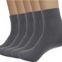 SERISIMPLE Viscose Bamboo Men's Breathable Quarter Thin Ankle High Socks - Comfort Cool Soft 5 Pairs (Large, Dark Grey)