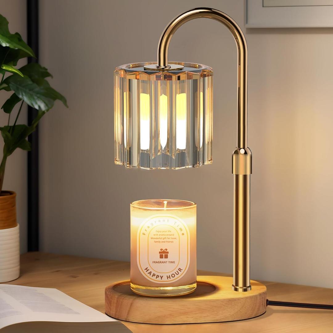 Lukasa Candle Warmer Lamp, with Timer Dimmer Adjustable Height, Birthday Gifts for Women, Mothers Day Gifts for Mom, House Warming Gift New Home, Wax Melt Warmer for Scented Jar Candles (Golden)