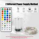 Dazzle Bright Color Changing Fairy Lights Battery Operated, 2 Pack Total 40FT 120LED Silver Copper Wire RGB String Lights with Remote, Waterproof Halloween Decorations for Indoor Outdoor Party Decor