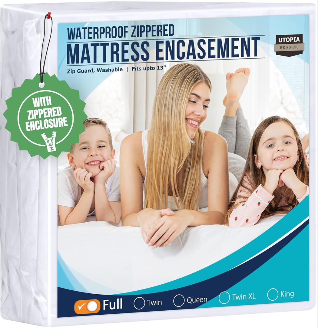 Utopia Bedding Zippered Mattress Encasement Full - 100% Waterproof and Bed Bug Proof Mattress Protector - Absorbent, Six-Sided Mattress Cover