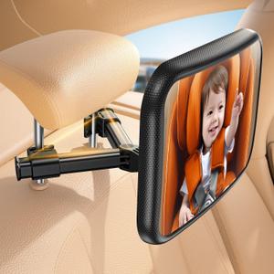 Lamicall Baby Car Mirror for Backseat - [2025 Safest Triangle Hook Clip] Acrylic Car Seat Mirror for Rear Facing, 360 Rotation & Wide Clear View, 3S Quick Install, Newborn Baby Essentials Accessories (12.8")