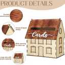AceOrbit Rustic House Wedding Card Box for Reception 10x 6x11.5 Inch Large House Shaped Wooden Just Married Box Gift for Wedding Keepsake Newlyweds Baby Shower Party Favors