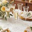 Jingmore 24 Pcs Flower Plastic Champagne Flutes, 3.5 Oz Vintage Coupes Martini, Ribbed Detachable Flower Cocktail Glasses Bulk, Plastic Champagne Glass for Wedding Prosecco Martinis Wine Party, Bar
