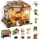 DIY Miniature House Kit- Miniature House Kit Adults Pet Shop Tiny House Kit Tiny Home Kit Birthday Gifts 3D Wooden Puzzle Home Decoration, Book Nook Kit for Adults Dollhouse Booknook