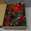 Yilloog Set of 8 Christmas Candle Rings Wreaths Berry Pinecone Red Poinsettia Wreaths Rings Xmas Mini Candle Holders for Christmas Wedding Table Centerpiece Decor (Stylish)