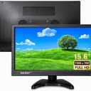 15.6 Inch Small HDMI Monitor, 1366x768 Resolution Security CCTV Monitor with HDMI BNC VGA AV USB Ports, Built-in Speakers LED Monitors for PC, Laptop and Computer for Home Office Warehouse