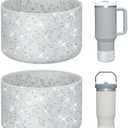 WUQID 2 Pack Bling Silicone Boot Compatible with Stanley Quencher Adventure 40oz & Stanley IceFlow 20oz 30oz, Reduces Dents Protective Silicone Water Bottle Bottom Cover Sleeve