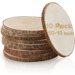 Set of (10) 10-11 Inches Large Wood Slices, Wood Centerpieces for Tables, Wood Slices for Centerpieces, Unfinished Wood Rounds for Wedding, Baby Shower, Party, Natural Paulownia Wooden Slabs