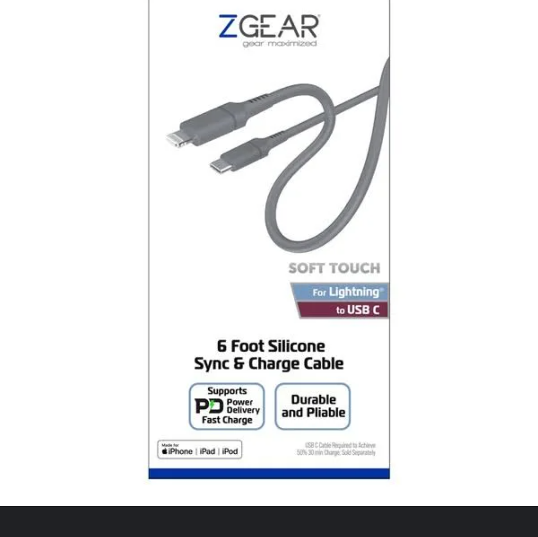 ZGear 6Ft Grey USB-C to USB-C Cable