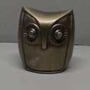 Owl Figurine MCM Paperweight 6" Gold Tone Metal