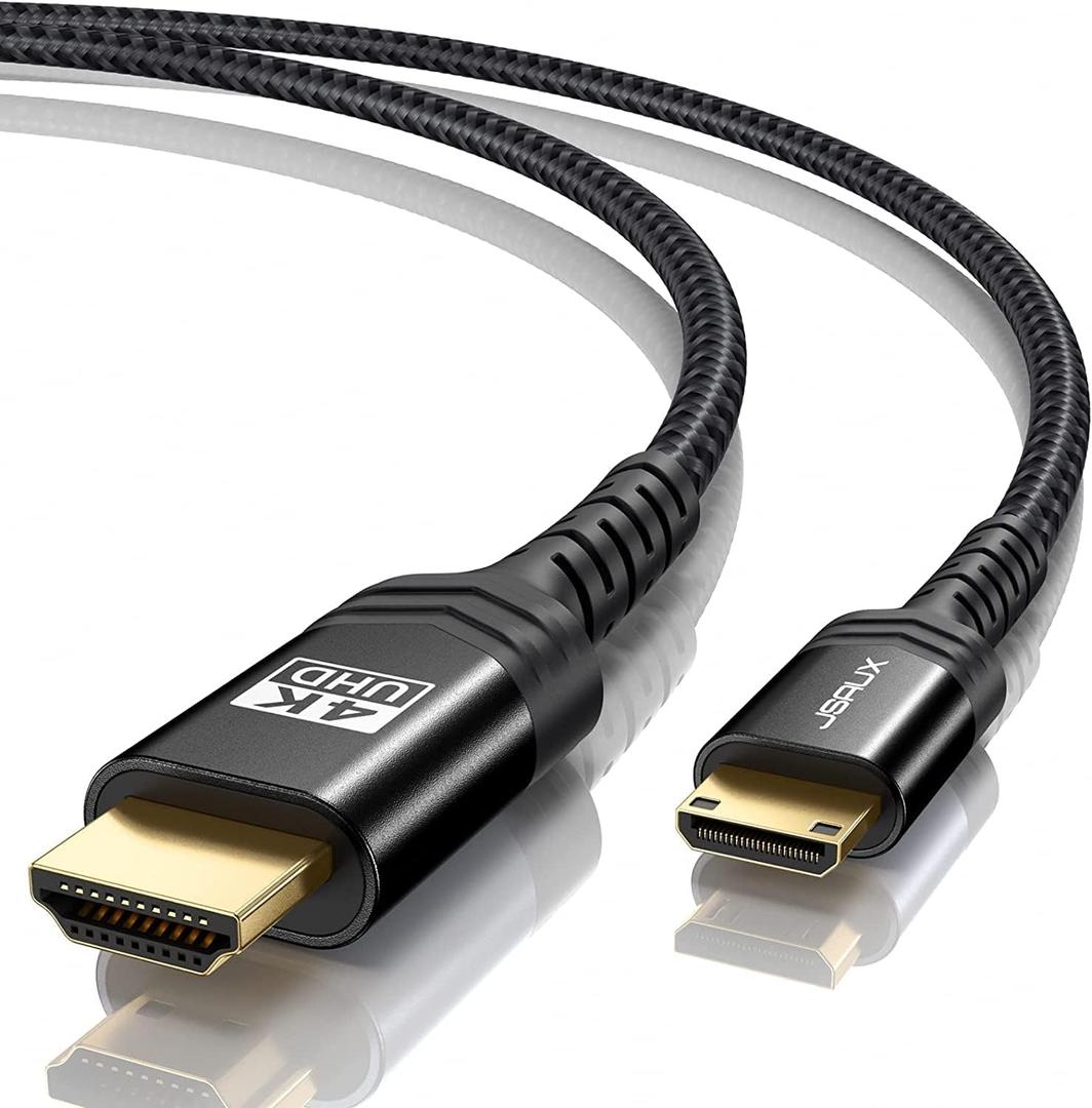 JSAUX Mini HDMI to HDMI Cable 3FT, [Aluminum Shell, Braided] High Speed 4K 60Hz HDMI 2.0 Cord, Compatible with Camera, Camcorder, Tablet and Graphics,Black