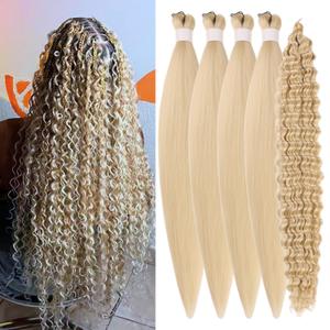 Blonde Boho Hair for Braiding 26 Inch 5 Packs 613# Blonde Braiding Hair Pre Stretched for Boho Braids Crochet Braids
