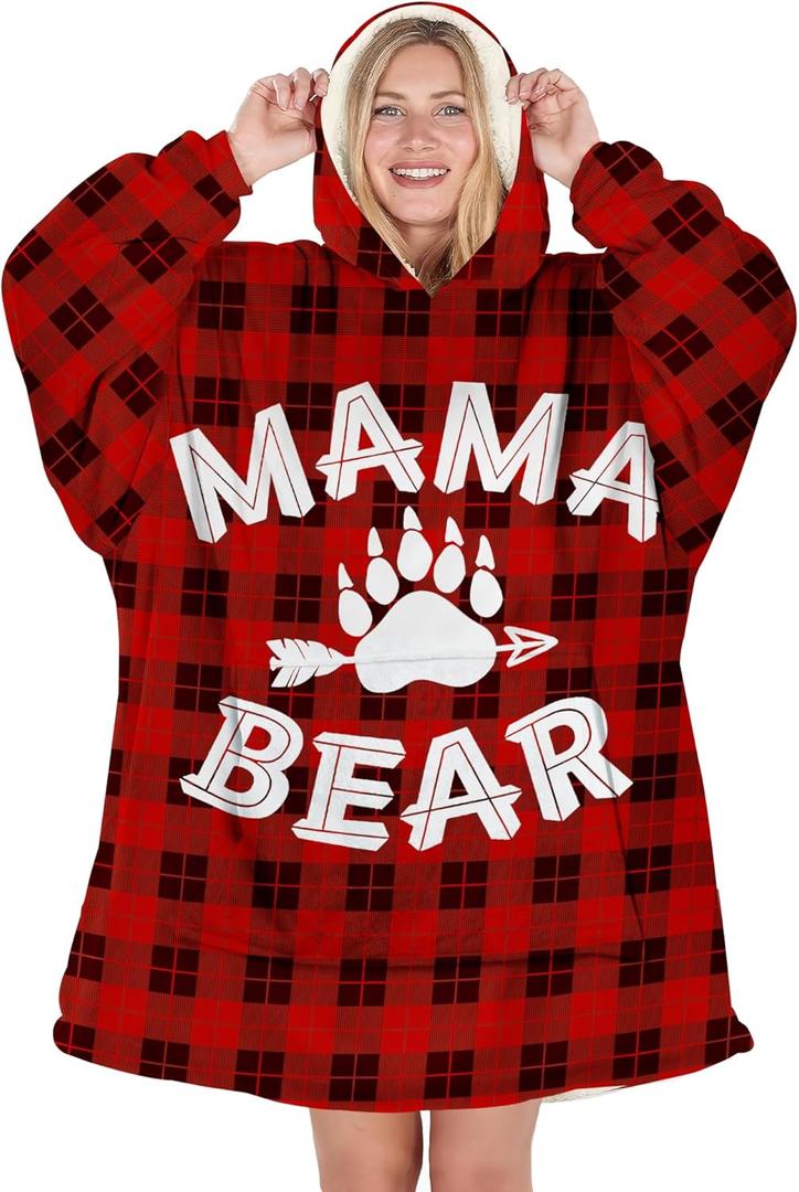Warmstorey Wearable Blanket Hoodie For Mom Wife Best Ever Hoodie - Mothers Day Gift From Husband Daughter Son Birthday (Mama Bear)