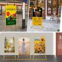 Nisoger Wedding Welcome Sign Stand, 68x31x 20 Heavy Duty Easel Stand for Sign with 4 Leather Strap, Welcome to Our Wedding Sign Holder, Metal Floor Standing Easels for Signs, Poster, Gold